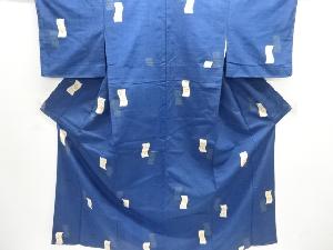 短冊に花模様織り出し手織り紬着物